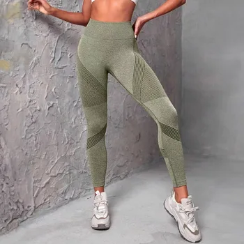 Бесшовные брюки для йоги, леггинсы для спорта и фитнеса, эластичные брюки для упражнений с высокой талией, подтягивающие бедра, леггинсы для спортзала для женщин