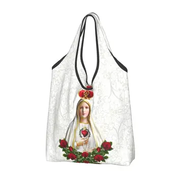 Богоматерь Фатимская, Дева Мария, сумка для покупок, сумка для покупок, сумки через плечо, большая портативная католическая сумочка с Португальскими четками