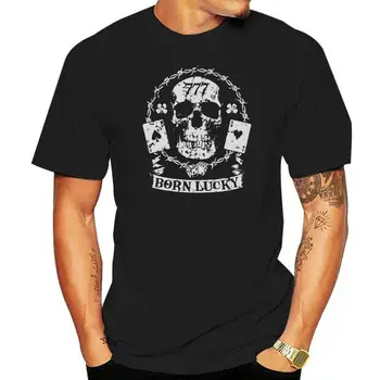 большая и высокая футболка born lucky skull biker с наклейкой на футболку, высокие рубашки для мужчин, Повседневная футболка с коротким рукавом, модная футболка 2022
