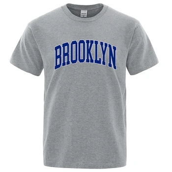 Бруклин, Нью-Йорк, мужские футболки с буквенным принтом, винтажные дышащие топы, высококачественная повседневная футболка, хлопковая футболка в стиле харадзюку