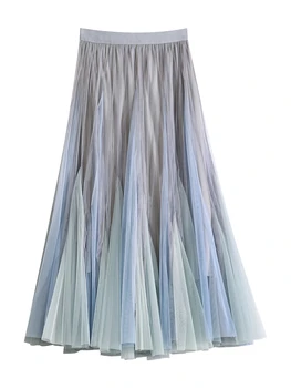Весенне-осенняя юбка Винтажная женская одежда градиентные юбки D1448