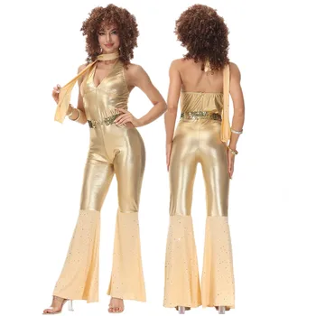 Винтажные рок-диско-костюмы певиц для женщин на Хэллоуин 70-х 80-х годов, косплей-костюм хиппи, сценическое представление, танцевальный наряд