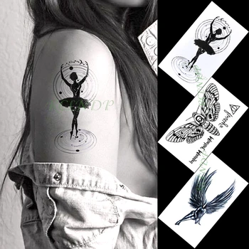 Водонепроницаемая временная татуировка, наклейка, танцующая девушка, бабочка, письмо, крылья Ангела, маленькая татуировка, флэш-тату, поддельные татуировки для женщин и мужчин