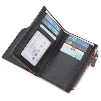 Водонепроницаемый 2-х кратный кошелек, Модный Многопозиционный Мужской Кожаный кошелек, Однотонный складной кошелек для карт, дорожный
