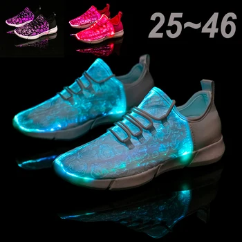 Волоконно-оптическая обувь для мужчин, женщин, детей, мальчиков и девочек, дизайнерская обувь со светодиодной подсветкой, перезаряжаемая через USB, для взрослых, легкие кроссовки