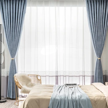 Высококачественная ткань для штор Blue dot, японский нежно-голубой оттенок, современные шторы для гостиной, столовой, спальни
