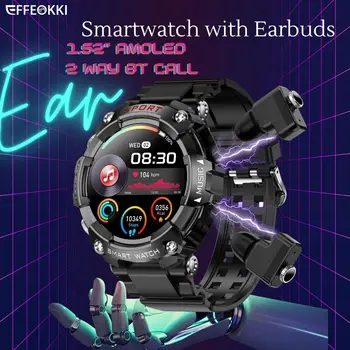 Гибридные умные часы с наушниками, 1,52-дюймовый мультиспортивный трекер AMOLED, встроенная аудио-носимая технология для занятий фитнесом