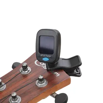 Гитарный тюнер AT-01 Вибрационный Звукосниматель с батарейным питанием, электронный Инструмент для настройки на бас-гитаре, скрипке, Гавайской гитаре, Универсальные аксессуары