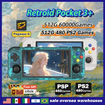 ГОРЯЧАЯ ретро-карманная 3Plus Портативная ретро-игровая машина 4G + 128 ГБ Android 11 4,7-дюймовый Сенсорный Экран PSP PS2 Game 512G 60000 Игр