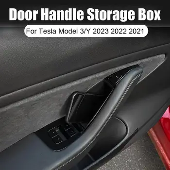 Дверной Ящик Для Хранения Tesla Model 3 Y 2023 2022 2021 Коробка Для Хранения Дверных Ручек Боковой Стекающийся Лоток Скрытый Органайзер Салона Автомобиля