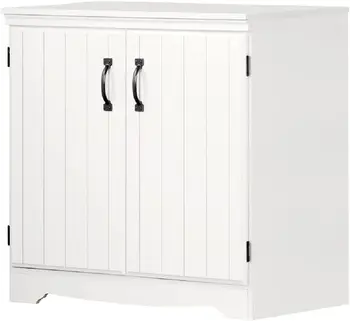 Двухдверный деревянный шкаф для хранения Farnel с регулируемыми полками для кухни, столовой, прихожей - Чисто белый, Высотой с 4