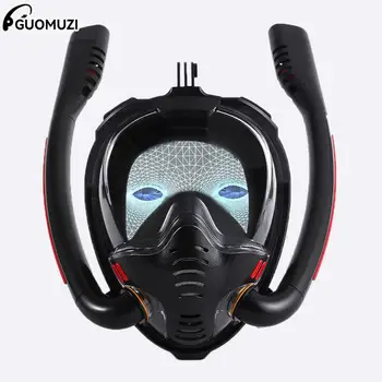Двухтрубчатая силиконовая маска для дайвинга на спине с защитой от запотевания, снаряжение для подводного плавания, водонепроницаемое под водой