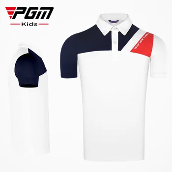 Детская одежда для гольфа PGM, летняя одежда для мальчиков, спортивная одежда для игры в мяч, футболки с коротким рукавом