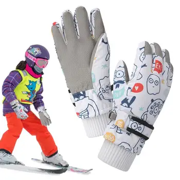 Детские лыжные зимние нескользящие, утолщенные, теплые водонепроницаемые детские лыжные перчатки, снежные варежки, перчатки для катания на лыжах, альпинизма, бега.