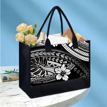 Дизайнерская повседневная сумка через плечо с полинезийским гибискусом, модная портативная ручка, Высококачественная мужская сумка-тоут для девочек, Элегантная сумка для покупок в пригородных поездках