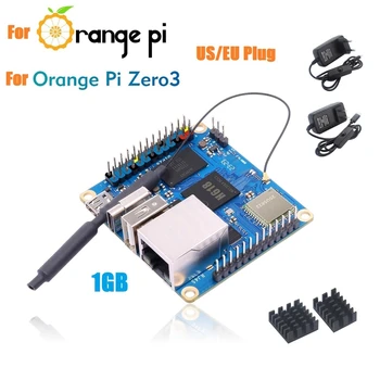 Для Orange Pi Zero 3 Development Board 1GB + Радиатор H618 Wifi5 + BT 5.0 Для Android 12 Debian12 Ubuntu22.04 Прочный Штекер EU