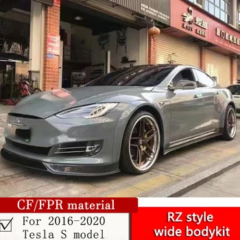 Для Tesla model S RZ style широкий обвес из углеродного волокна на модели 2016-2020 годов, оснащенный колесной аркой CF/FPR и V-образным спойлером багажника