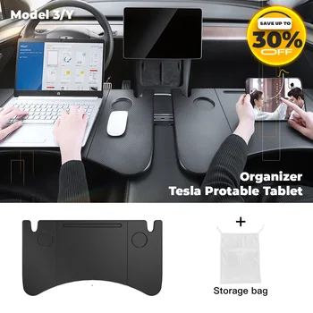 Для автомобиля 2023 Tesla Model 3 Y X S Портативный Столик Складной Руль Лоток для ноутбука Еда Офисный стол Авто Аксессуары 2023