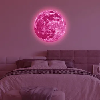 Домашние светящиеся наклейки на стену moon светло-розового и голубого цветов