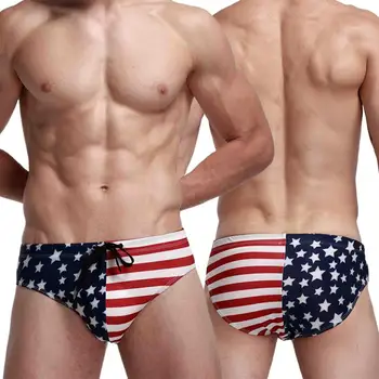 Дышащие мужские плавки-плавки с моющимися эластичными флагами США Дизайнерские плавки для занятий водными видами спорта
