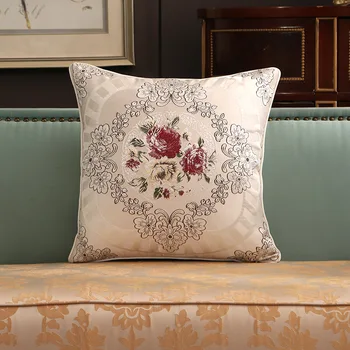 Жаккардовая подушка в европейском стиле, Китайская подушка с вышивкой в китайском стиле, подушка с цветами, украшение для дивана, автомобиля, Cojines 45x45