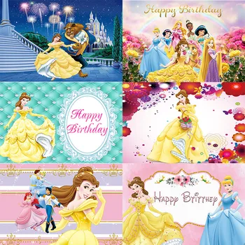 Желтое платье принцессы из мультфильма Диснея Красавица и чудовище Belle Украшение вечеринки на День рождения Фон для фотосъемки