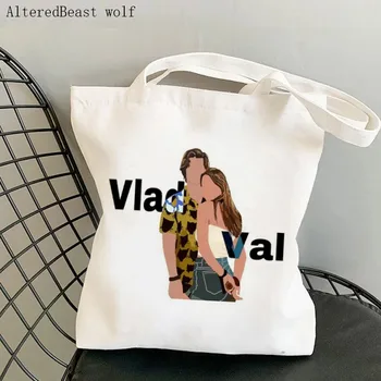 Женская сумка для покупок с принтом Джона Би и Сары, сумка для покупок в стиле Харадзюку, холщовая сумка для покупок, женская сумка-тоут, женская сумка через плечо