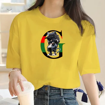Женская футболка Cool cool Cat, повседневная женская футболка с круглым вырезом и мультяшным принтом, женская одежда для пригородных поездок с коротким рукавом