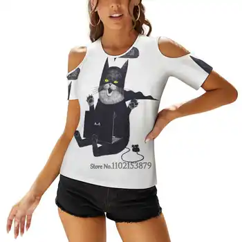 Женская футболка с принтом Geek Cat, Летние Повседневные топы, Уличная футболка в стиле Бохо, Женский Топ С Котом, Ролевые Видеоигры, Графические чернила