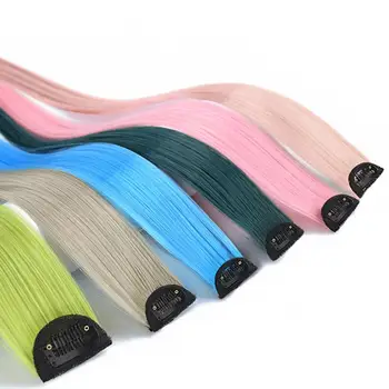 Женские заколки для волос, женские разноцветные Длинные прямые висячие уши, парик для наращивания волос, синтетический шиньон, заколки для волос 18 цветов