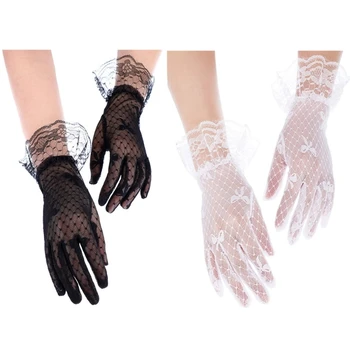 Женские кружевные перчатки, свадебные перчатки на запястье, короткие кружевные перчатки, перчатки для чаепития, банкетные перчатки, перчатки для танцев, прямая доставка