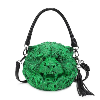 Женские сумки 3D Green Tiger, оригинальная сумка через плечо, забавная сумка через плечо, индивидуальные сумки, дизайн для вечеринки, крутая сумка на Хэллоуин