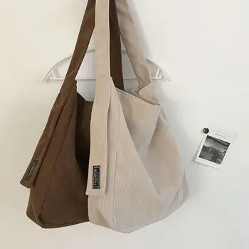 Женские сумки-тоут для девочек большой емкости, вельветовая сумка через плечо