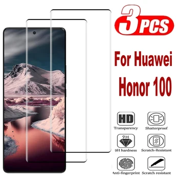 Закаленное стекло 3шт для Huawei Honor 100 Honor 90 Изогнутое защитное стекло для экрана