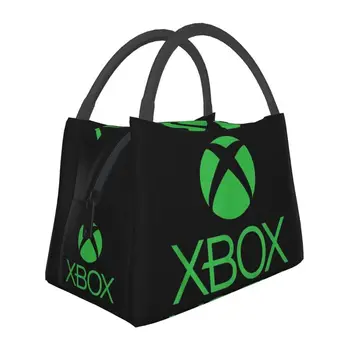 Зеленые пакеты для ланча с логотипом Xboxs с изоляцией для женщин, геймеров видеоигр, Сменный термоохладитель, Ланч-бокс для еды, Кемпинг на открытом воздухе, Путешествия