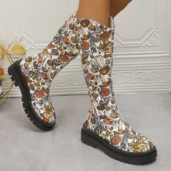 Зимние женские винтажные туфли с вышивкой из натуральной кожи длиной до колен в национальном стиле, зимние бархатные ботинки на молнии со шнуровкой
