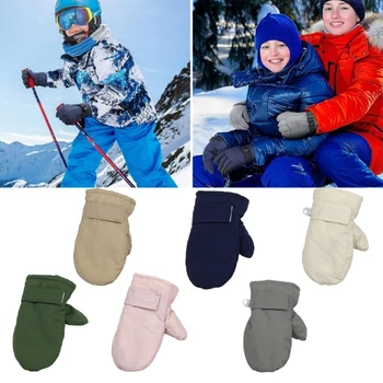 Зимние перчатки для малышей, теплые перчатки с толстой подкладкой, однотонные зимние перчатки