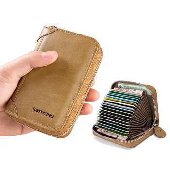 Кожаный Rfid-держатель для карт, кошелек с несколькими слотами, Маленькая сумка для карт, карманный чехол для карт, Высококачественные кошельки, Мужская сумка для денег, Мини-кошелек