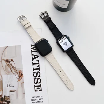 Кожаный ремешок премиум-класса для Apple Watch Band 8 7 45 мм 41 мм Браслет-браслет для iWatch Серии 6 5 4 SE 44 мм 42 мм 40 мм 38 мм Ремешок