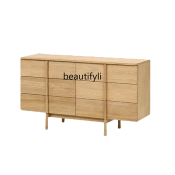 Комод из белого дуба Простой настенный шкафчик из массива дерева в японском стиле для хранения