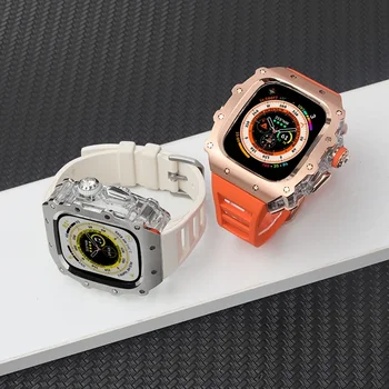 Комплект Модификации Для Apple Watch Ultra 2 49 мм Прозрачная Рамка Из Нержавеющей Стали Металлический Корпус Для iWatch 9 8 7 6 5 4 SE 45 мм 44 мм