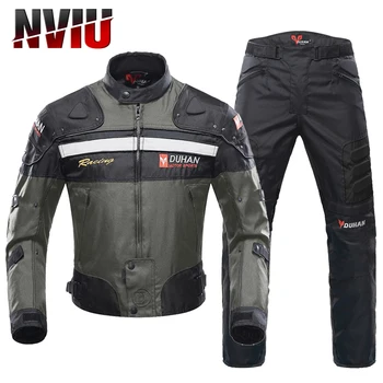 Комплект мотоциклетной куртки и брюк DUHAN, мужской мото-велосипедный костюм, водонепроницаемая утепленная подкладка, куртка для мотокросса, защита тела, зима