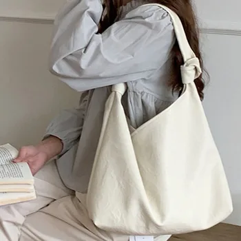 Корейские простые Дизайнерские сумки через плечо из мягкой искусственной кожи, Женская сумка для поездок на работу, Большая вместительная сумка подмышками, повседневные Универсальные Женские болсы