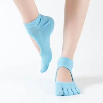 Короткие носки в горошек для йоги Силиконовые полиэфирные хлопковые носки для йоги с раздельным носком для фитнеса, нескользящие Носки с пятью пальцами, женские носки с пятью пальцами