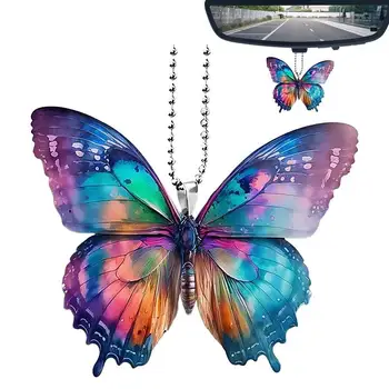 Креативный автомобильный брелок с подвеской в виде бабочки для зеркала заднего вида, подвесной орнамент в виде Сказочной бабочки для автомобиля, брелок-подвеска