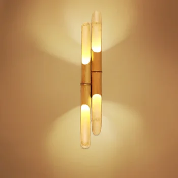 Креативный Идиллический Настенный светильник в Японском стиле Столовая Спальня Гостиная Современная Минималистичная Светодиодная стена для лестничного прохода из бамбукового дерева