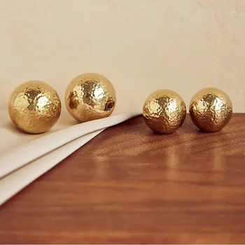 Круглая ручка дверцы шкафа из цельной латуни в форме золотого шара, Мебельная фурнитура, ручка ящика шкафа