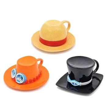 Кружка с соломенной шляпой Аниме Луффи, Мультяшный рисунок, Шляпа Luffy Ace Sabo, Керамическая чашка, Цельная Шляпа, Коллекция кружек для кофе и чая, Подарок A120