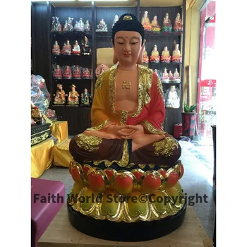 Крупнооптовая фигурка Будды # ДОМАШНИЙ семейный талисман эффективной защиты, Азия, декоративная позолота, статуя Будды Шакьямуни