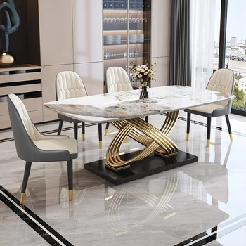 Легкий Роскошный Обеденный стол из итальянской Каменной плиты Современный Простой Небольшой Предмет домашнего обихода Креативная Яркая Прямоугольная Мебель YX50DT
